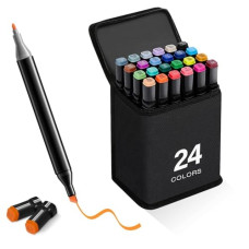 Deals, Discounts & Offers on  - Parssufy 24 Pcs Dual Tip Alcohol Markers Set, Non-Toxic Art Supplies