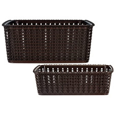 Deals, Discounts & Offers on  - Kuber Industries Multiuses Large & Small Size M 20-15 Plastic Basket/Organizer Without Lid- Set of 2 (Brown)