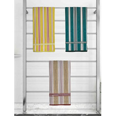 Deals, Discounts & Offers on  - Athom Trendz Ecosaviour Striped Cotton Bath Towel 70x140 cm Multicolour Pack of Three