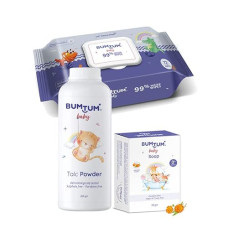 Deals, Discounts & Offers on Baby Care - Bumtum Baby Gentle 99% Pure Water Wet Wipes with Lid - 72 Pcs.(Pack of 1) & Baby Soap 50Gram (Pack of 1) & Baby Talc Powder (200 Gram) Combo