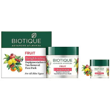 Deals, Discounts & Offers on  - Biotique Bio Fruit Whitening Lip Balm, 12g And Biotique Bio Fruit Whitening And Depigmentation & Tan Removal Face Pack, 75g