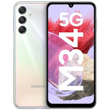 Deals, Discounts & Offers on Electronics - Samsung Galaxy M34 5G (Prism Silver,8GB,128GB)|120Hz sAMOLED Display|50MP Triple No Shake Cam|6000 mAh Battery|4 Gen OS Upgrade & 5 Year Security Update|16GB RAM with RAM+|Android 13|Without Charger
