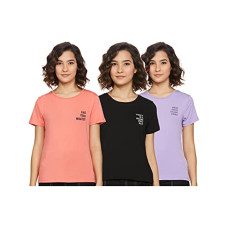 Deals, Discounts & Offers on Women - Amazon Brand - INKAST Women's Cotton Regular Fit T-Shirt (Pack of 3)