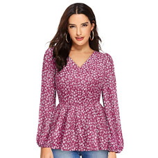 Deals, Discounts & Offers on Women - KERI PERRY Women's Light Pink Muslin Floral Peplum Western Top | Winter Top | Western Top | Top