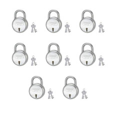 Deals, Discounts & Offers on  - Harrison J-6/BCP-0447_PK 8 Iron 4 Levers Padlock with 2 Keys Each, Silver| Round Padlock | Used