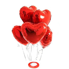 Deals, Discounts & Offers on  - AMFIN (Pack of 5) 18 Inch Red Heart Shaped Balloons, Heart shape balloons for decoration, Red heart balloons