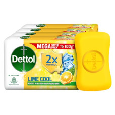Deals, Discounts & Offers on  - Dettol Lime Cool Bathing Soap Bar with 2x Menthol (400gm) | Long Lasting Freshness, 100gm Pack of 4