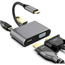 Deals, Discounts & Offers on  - USB C to HDMI VGA Adapter, USB 3.1 Type C Hub to HDMI 4K + VGA 1080P + USB 3.0 + USB-C Power Delivery Port, USB-C Digital AV Multiport Adapter