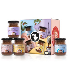 Deals, Discounts & Offers on  - Bevzilla 50 Grams X 4 Flavoured Instant Coffee Powder Pack Box of Colombian Gold, Turkish Hazelnut, French Vanilla & English Butterscotch | Strong Coffee| 100% Arabica Instant Coffee