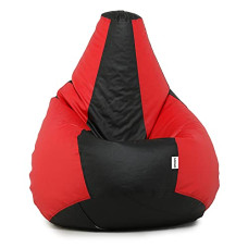 Deals, Discounts & Offers on Furniture - Amazon Brand Solimo Premium Faux Leather Bean Bag Filled with Beans | Capacity: Upto 6' Height , 100 KG Weight | 2XL | Red and Black