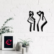 Deals, Discounts & Offers on  - eCraftIndia Loving Couple Hands Heart Sign Black Engineered Wood Cutout Wall Art Decor- Love, Romantic Wall Hanging For Bedroom - Gift For Engagement, Wedding, Anniversary, Valentine's Day