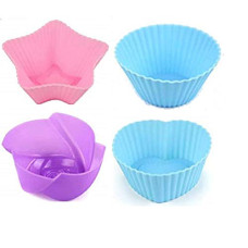 Deals, Discounts & Offers on  - Bekner Zeydan Silicone Mix Shapes Muffin Cupcake Jelly Dhokla Idli Moulds (Random Colour n Shape as per Available) - Pack of 12 Pieces