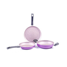 Deals, Discounts & Offers on Cookware - Wonderchef Valencia Non-Stick Cookware 3 Piece Set | Kadhai, Fry Pan, Dosa Tawa | Cool Touch Bakelite Handles | Pure Grade Aluminium| PFOA Free| 2 Years Warranty | Purple
