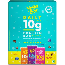 Deals, Discounts & Offers on  - Yogabar Variety Pack 10 grams Protein Bars [Pack of 6], Protein Blend & Premium Whey,100% Veg, Rich Protein Bar with Date, Vitamins, Fiber, Energy & Immunity