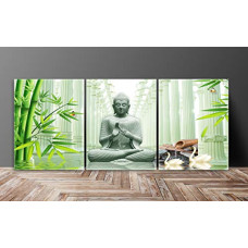 Deals, Discounts & Offers on  - SAF Religious Set of 3 Buddha UV Coated 6MM MDF Home Decorative Gift Item Painting 12 inch X 27 inch SANFC12130, Multicolor, Standard