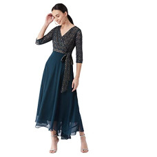 Deals, Discounts & Offers on Women - Miss Chase Women's Floral Printed Relaxed Fit V-Neck 3/4th Sleeve Maxi Dress