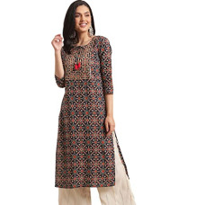 Deals, Discounts & Offers on Women - [Sizes S, M, L, XL, 2XL, 3XL] rytras Women's Cotton Printed Straight Kurta