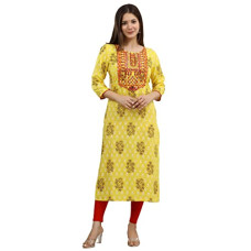 Deals, Discounts & Offers on Women - rytras Women's Rayon Raron Embroidery Straight Kurti