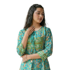 Deals, Discounts & Offers on Women - Yash Gallery Women's Polyester Floral Placement Printed A-Line Short Kurti