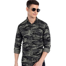 Deals, Discounts & Offers on Men - Majestic Man Slim Fit Cotton Camouflage Army Military Print Shirt