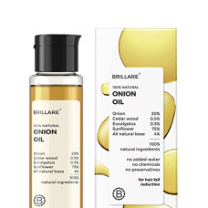 Deals, Discounts & Offers on Beauty Care - Brillare Onion Hair Oil with the Goodness of Cedar Wood & Sunflower Oil Helps in Hair Fall Control, 100% Natural Hair Oil With Refreshing Fragrance, 100ml