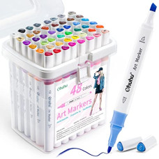 Deals, Discounts & Offers on  - Ohuhu Alcohol Markers 48 Colour Double Tipped Chisel&Fine Alcohol-Based Art Marker Set For Kids Adults Coloring Illustration Great Value Pack For Students Art Class Better Designed Grip|Assorted