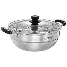 Deals, Discounts & Offers on Cookware - Amazon Brand - Solimo Stainless Steel Multi Kadai Induction Base, with Glass Lid & 2 Idli Plates