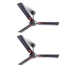 Deals, Discounts & Offers on  - LONGWAY Creta P2 1200 mm/48 inch Ultra High Speed 3 Blade Anti-Dust Decorative Star Rated Ceiling Fan (Smoked Brown, Pack of 2)