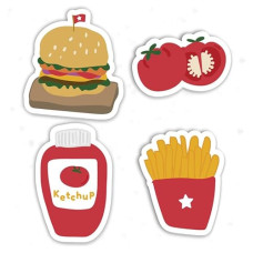 Deals, Discounts & Offers on  - SAF Paintings Burger and Fries Theme MDF Wooden Set of 4 Fridge and Door Magnets |Home Decor Item | Kitchen Decor Item |FM-4P-23