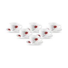 Deals, Discounts & Offers on  - La Opala Diva, Opal Glass Cup & Saucer Set Iris Large 12 Pcs, Soul Passion, White, 220 ML