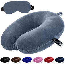 Deals, Discounts & Offers on  - Billebon Premium Neck Pillow Eye Mask Combo Airplane Travel Pillow with Comfortable Velvet Sleeping Eyemask Head Rest Pillow & 30 Years Warranty (Grey Neck Pillow with Eye Mask)
