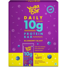 Deals, Discounts & Offers on  - Yogabar Blueberry Blast 10g Protein Bars [Pack of 6], Protein Blend & Premium Whey, 100% Veg, Rich Protein Bar with Date, Vitamins, Fiber, Energy & Immunity