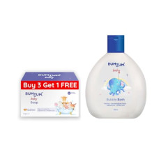 Deals, Discounts & Offers on Baby Care - Bumtum Paraben Free Baby Soap (4N x 50 Gram) & Baby Bubble Bath (200 ML) Combo