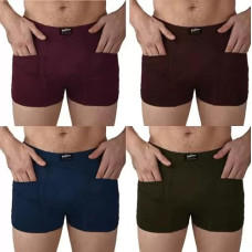 Deals, Discounts & Offers on Men - Men's Regular Fit Stretchy Fabric Looked Cotton Plain Trunks with Waistband Anti-Bacterial Pack of 3