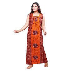 Deals, Discounts & Offers on Women - Satyam Nighties Women's Cotton Battik Printed Maxi Nighty