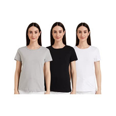 Deals, Discounts & Offers on Women - [Sizes S, M, L, XL] Amazon Brand - Symbol Women's Cotton Stretch Regular Fit T-Shirt (Pack of 3)