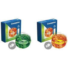 Deals, Discounts & Offers on  - Crompton Galaxy Decoration Copper USB Powered String Fairy Lights with 100 Led Light (10 Meters, Warm White & Green, Pack of 2)
