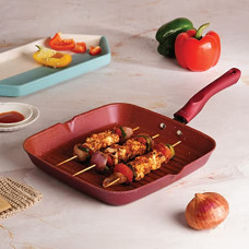 Deals, Discounts & Offers on Cookware - Cello Crown Non Stick Grill Pan Square, Maroon