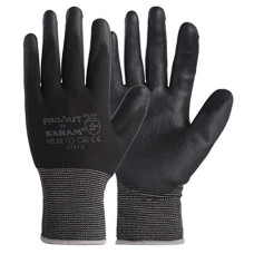 Deals, Discounts & Offers on  - Karam ProKut Multi Purpose Black Polyester with Black PU Coating Safety Glove | Safety Gloves