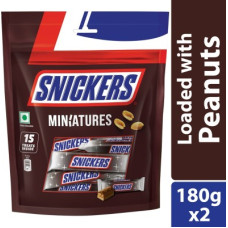 Deals, Discounts & Offers on Food and Health - Snickers Miniatures Peanut Filled Chocolates Bars, Loaded with Nougat & Caramel(2 x 180 g)