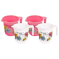 Deals, Discounts & Offers on  - Kuber Industries Plastic Bathroom Mug - 4 Pieces, Pink & White, 500 ML