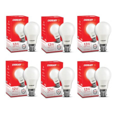 Deals, Discounts & Offers on  - Eveready 12W Led Light Bulb | High Efficiency & Glare-Free Light | 4Kv Surge Protection | With Wide Operating Voltage Range | 100 Lumens Per Watt | Cool Day Light (6500K) | Pack Of 6, B22
