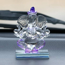 Deals, Discounts & Offers on  - eCraftIndia Purple and Transparent Double Sided Crystal Car Ganesha Showpiece