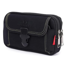 Deals, Discounts & Offers on  - INKMILAN Men's Mobile Phone Portable Sports Bag, Multi-Zipper Canvas Waist Belt Bum Bag Tactical Running Pouch Travel Camping Hiking Outdoor Fanny Bags (BLACK-01)