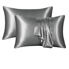 Deals, Discounts & Offers on  - CASA-NEST Satin Silk Pillow Cover 2 Piece|Silk Pillow Covers with Envelope Closure end Design|Silk Pillow Cases 30X18 INCH (Grey)