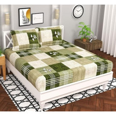 Deals, Discounts & Offers on  - BSB HOME Microfiber 144 TC Aspire 2.O Collections Soft Breathable Wrinklefree Texture Floral Cheks Printed Double Bedsheets with 2 Regular Size Pillow Covers, Color Light Green and White