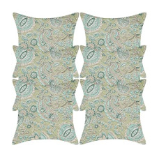 Deals, Discounts & Offers on  - Texstylers Multicolor Small Size 12x12 Inch Set of 6 Pcs's All Over Jaipur Print Pure Cotton Cushion Cover, Reversible 4