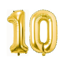 Deals, Discounts & Offers on  - Just Party Gold Number 10 16-Inch Foil Balloons Golden - Celebrate Milestones in Elegance and Style - Perfect Decoration