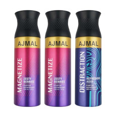 Deals, Discounts & Offers on Beauty Care - Ajmal 2 Magnetize & Distraction Deodorant Combo Pack of 3 Deodorants 200ml each (Total 600ML)