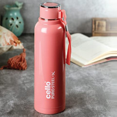 Deals, Discounts & Offers on  - Cello Puro Steel-X Benz 900 | Leak Proof| Wide Mouth & Easy to Open | Insulated Inner Steel Outer Plastic Water Bottle | 730ml | Peach